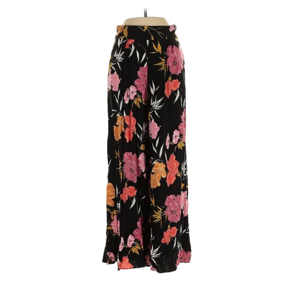 Guess | Black Wide-Leg High Waist Trousers with Pink and Orange Floral Print - 4 - Picture 2 of 8